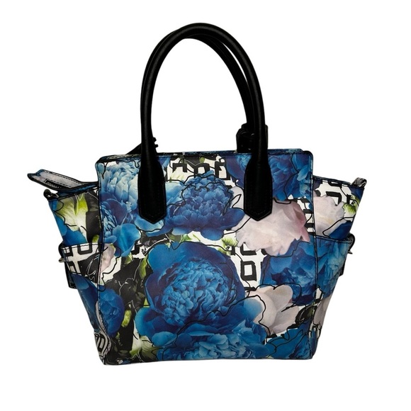 Reed Blue Floral 2-Handle Hamptons Satchel Bag Spring/Summer w/zipper pouch OS - Picture 1 of 16